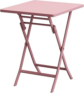 Mesa de centro plegable para exteriores, multiusos, redonda/cuadrada, para patio, jardín, bistró, uso en interiores y exteriores, 9 opciones de color, rosa, 55 x 55 x 72 cm
