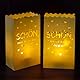 BETESSIN 12pcs Kerzentüten Papier Schön DASS du da bist Tischdeko Lichttüten Taufe Kommunion Hochzeit Papiertüten für Kerzen Weiß Candle Bags Tisch Ornament für Kerzen Teelichter 15x9x26cm