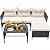 Devoko Outdoor Patio Furniture 3-Piece Rattan Water Resistant Patio Conversation Set All Weather Sectional Patio Sofa with Thick Cushion Glass Table for Balcony, Garden (Beige)