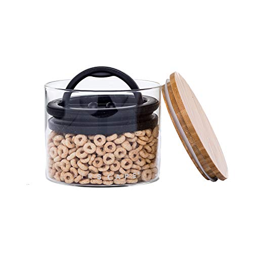 Image of AirScape Glass Food Storage Canister - Glass Storage With US Patented Airless Inner Lid & Bamboo Top Lid - Preserves Food Freshness (Small 4-Inch)