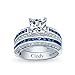 Imagen de Personalizar 3Ct Estilo Art Deco Azul Cuadrado Corte Princesa Solitario Claro Aaa Cz Compromiso Aniversario Anillo De Bodas De Plata Esterlina