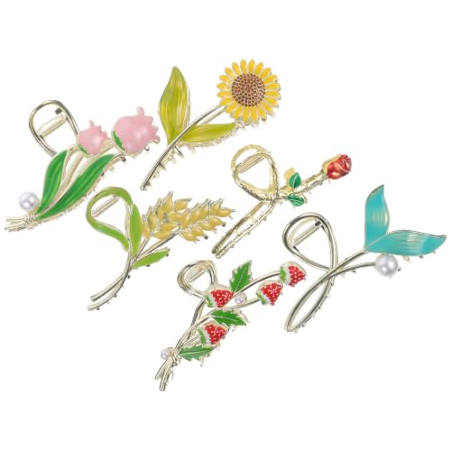 Pinzas de garra decorativas para mujer: set de 6 accesorios de pelo cómodos en aleación