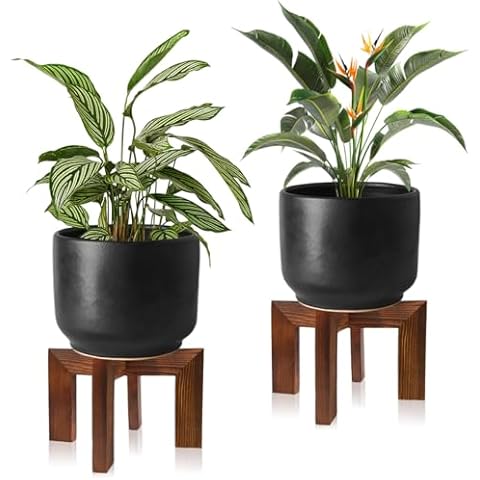 Iswabard Plant Holders Indoor Stand Plant Stand for Plants, Wood Plant Stand, Small Plant Stand Plant Stand Sturdy Flower Pot Stand,Fits Most Size Flower Pots In Room (brown-2pack) Cover