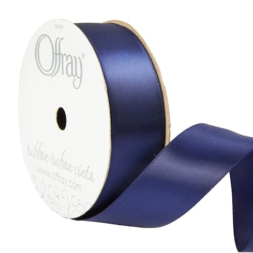 Image of Offray Satin Ribbon, Navy, 7 /8 Inch x 18 Feet