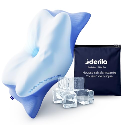 Derila Ergo Housse Oreiller Rafraîchissante – Taie Oreiller Douce et Respirante pour Coussin