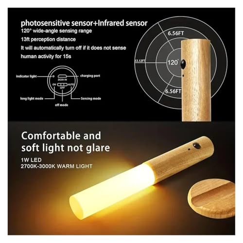Luz LED recargable para evitar caídas en el pasillo y el baño con sensor de pared 6