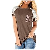 WOCACHI 2021 Blouses for Womens, Women Stripe Sleeve Patchwork Casual Top T-Shirt Loose Long Sleeve...