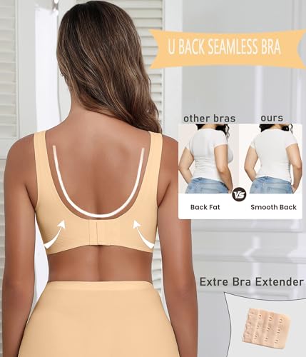 Image of Avidlove Wireless Bras for Women Comfortable Jelly Bra Deep V Seamless Bralette Full Coverage Padded Bralette Everyday
