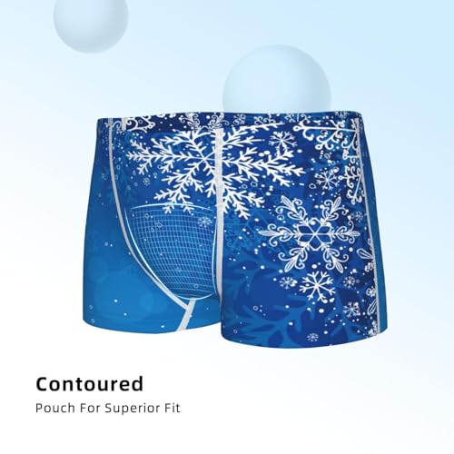 Boys' Cotton Boxer Brief Soft Underwear-Blue Christmas With Snowflakes4