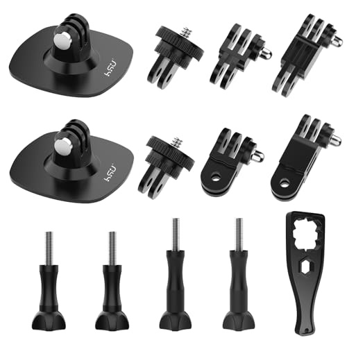 HSU Flexibla hjälmfästen för Insta360, självhäftande fästen för Go Pro, förlängningsarmtillbehörsset för actionkameror (12 i 1)