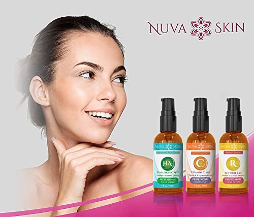 Nuva Skin - 3 Pack Anti Aging Serum For Face - Vitamin C Serum For Face, Retinol Serum, Hyaluronic Acid Serum, - Full Regimen Face Serum Set, Skin Care Face Serum For Women And Men, Facial Serum #TOP7