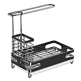Abtropfgestell für Spülbecken, Edelstahl, Spülbecken, Abfluss-Gestell für Küche, Geschirr, Tuch, Ständer, Schwamm, Bürste, Seifenschale, Geschirrtuchhalter für Küche, Lagerregal