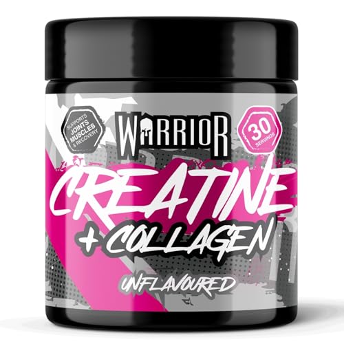 Warrior Creatine Monohydrate Powder + Hydrolysed Collagen Peptides 270g (30 Servings) Micronised Creatine and Collagen Supplement for Muscle Hair Skin Nails & Joints for Women Unflavoured
