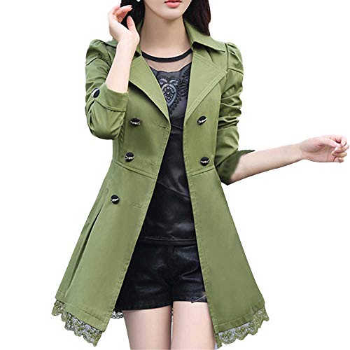 Veste d'hiver décontractée pour femme vert armée en taille L avec ceinture