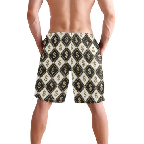 Men's Swim Trunks Gold Dollar Sign Board Shorts Quick Dry Swimsuit Swimwear Holiday Party Bathing Suit2