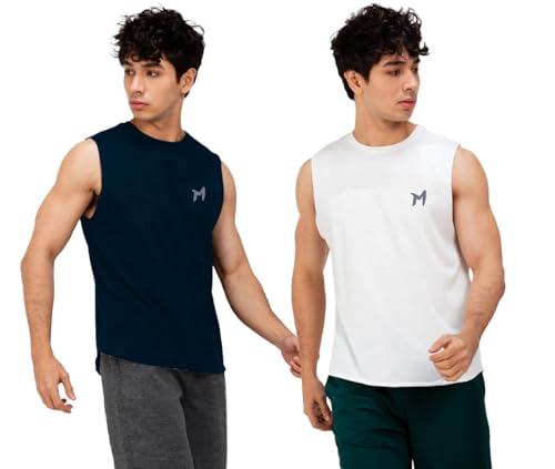 Image of Solid Sleeveless Cotton Regular Fit Mens Stylish Top Tanks Vest T-Shirt (Combo Pack of 2)