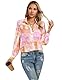 Kate Kasin Damen Bluse im Casual-Stil Tunika mit Reverskragen und Laternenärme ln Rosa XL