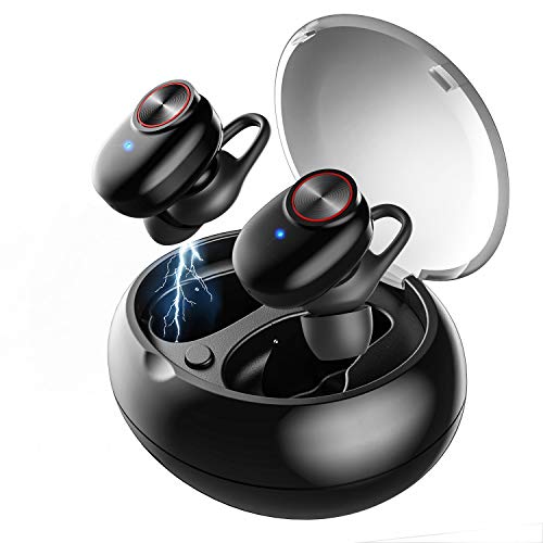 UTRAI Auricular Bluetooth 5.0, Airon Auricular Bluetooth en la Oreja inalámbrico, HD Stereo, IPX5 Impermeable,2 Modos, Caja de Carga, CVC8.0 cancelación de Ruido Auricular con micrófon