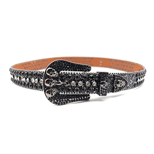 Wetyg Women's Rhinestone Belt Studded Bead Inlay Pin Buckle Personality Street Pants Belt Men And Women Belt (Color : D, Size : 110Cm) #TOP2