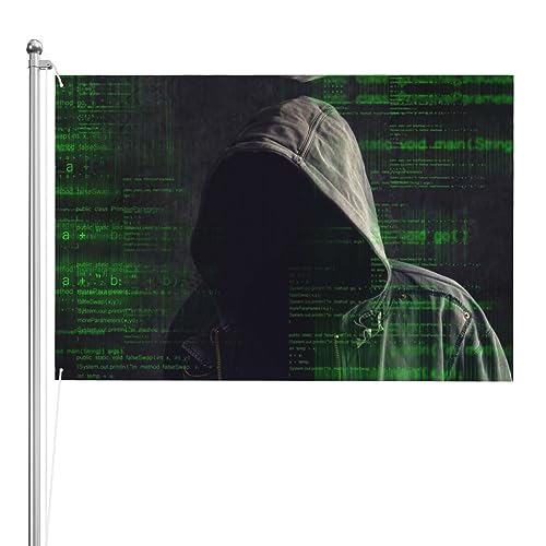Drapeau hacker 1,2x1,8m double face grand format pour décoration extérieure et intérieure