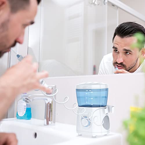 Sawgmore Elektrische Munddusche mit 10 Druckstufen und 8 Düsen,Professional Waterflosser für Zanreinigung,600ML Wassertank, Perfekt für die Familie – Bild 4