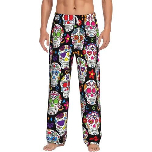 Pantalon pyjama crâne en sucre flanelle homme chaud ample