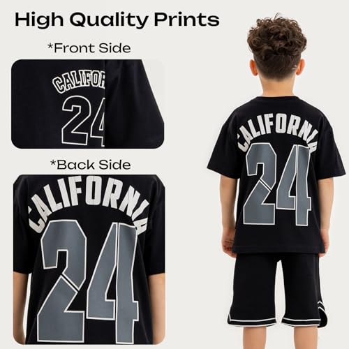 Image of Gold Class Kidswear Boys Summer Outfit Cotton T Shirt Short Trendy California Print Boys Casual Outfits