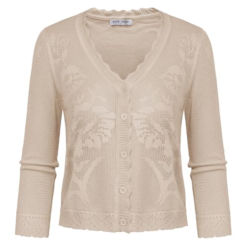 Kate Kasin Damen Bolero Festlich 3/4 Ärmel Jacke Elegant Cardigan...