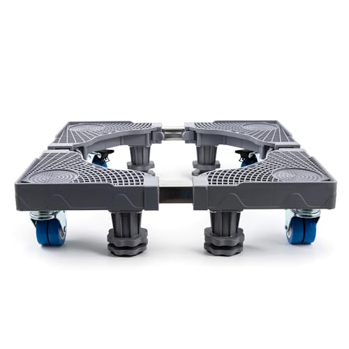 Evomosa Washing Machine Stand, 4-Wheels with 4-Legs, Gray, Adjustable Refrigerator Stand, Furniture Base for Moving 17-26 inch Air Conditioner, Household Appliance Base and Washer Dryer Refrigerator