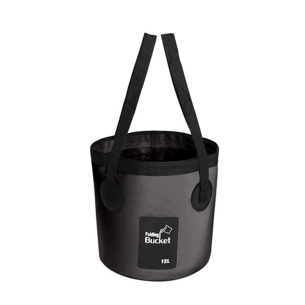 12L 20L Foldable Water Bucket Lightweight Collapsible Pail with Handle(Black 12L)