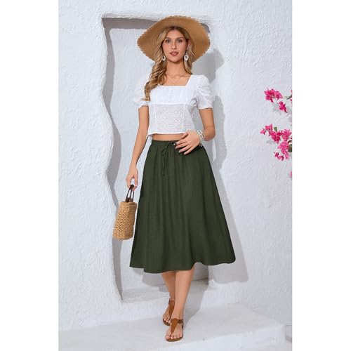 Image of Witsmile Women's Summer Pleated High Waisted Casual Flowy Skirt Pockets