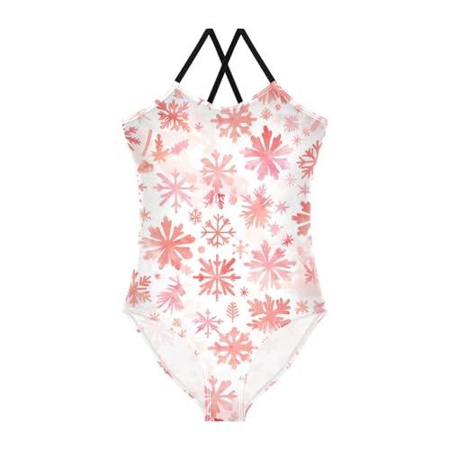 KLL Merry Christmas Snowflake Red Hoho Girl One Piece Swimsuits Summer Swimwear Adjustable Strap Quick Dry