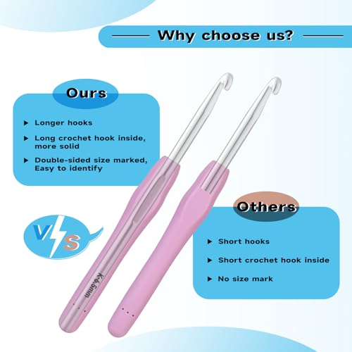 Image of Mayboos 12 Sizes Crochet Hook Set 2.0mm~8.0mm, 53 Pack Crochet Hooks