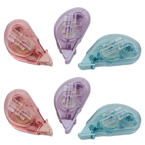 6Pcs Colle Roller, Souris Roller Colle Ruban Adhésif Double Face, Transparent Colle Scrapbooking, pour Scrapbooking DIY Carte, Travaux Manuels, Album Photo, 6mm x 6 m