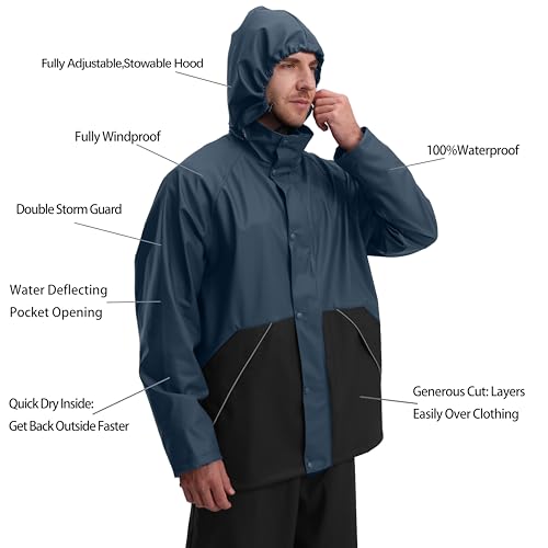 Men's PRO Workwear Waterproof 3-Piece Rain Suit Set(NABL,M) — view 4