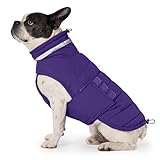 Mklhgty Waterproof Dog Coat for Small Dogs, Warm Dog Winter Jacket, Reflective Windproof Turtleneck Dog Cold Weather Coats with Adjustable Hook & Loop - Purple - S