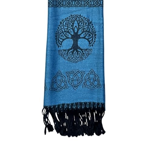 Celtic Tree of Life Pashmina Scarf Trinity Knot Silk and Cotton Blend Irish Gift L 72