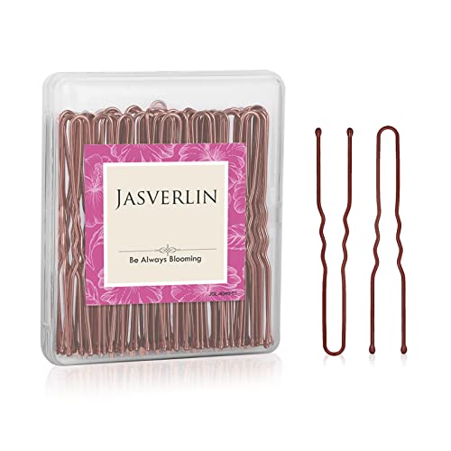JASVERLIN U-förmige Bobby Pins Haar braun, Bun Haarnadeln für Frauen Styling lange große Metall Updo Ballett Tanz Zubehör 2,4 Zoll