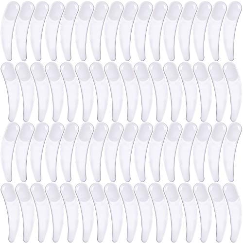 Teenitor 150 PCS Mini Disposable Make Up Plastic Spoon Spatula, Smooth Waxing Spatulas Cosmetic Facial Cream Mask Spatula Mixer White, 2.2 Inch Long