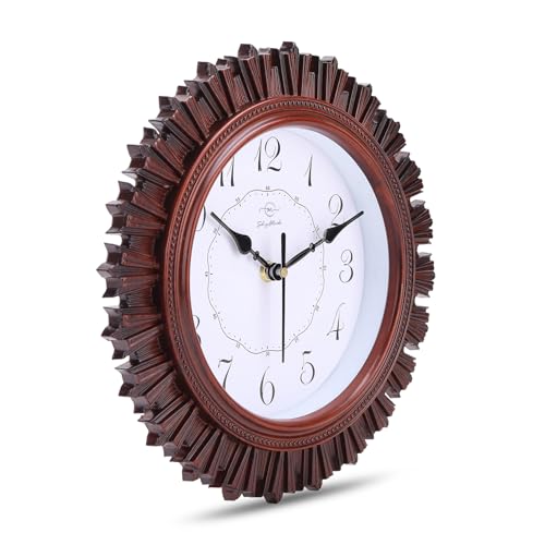 Image of Sehaz Artworks Wall Clock for Living Room Stylish | Wall Watch for Living Room | Clock for Home | Wall Clock for Hall - Brown 24x24 cm