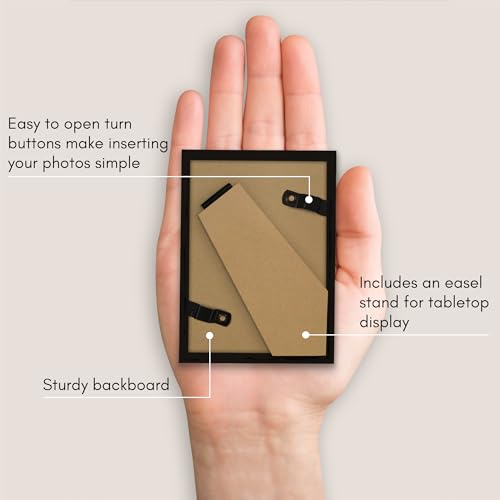 Americanflat 2x3 Picture Frame with Polished Crystal-Clear Glass - Streamline Collection - Thin Border Photo Frame for Tabletop Display - Easel Stand Included - Black