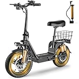 INSDRGN Adults Electric Scooter with Seat, Peak 1300/1800W Motor with 48V 13/16AH Battery,14' Tires,20MPH,35/42Miles Range and Dual Disc Brakes,330lbs Max Load