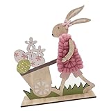 TEMOOUES イースターデコレーション 動物 置物 木製彫刻 テーブルセンターピースまたは子供部屋用 芸術的な木製の春の装飾