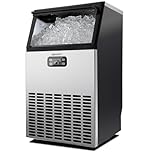 EUHOMY Commercial Ice Maker Machine, 45kg/24H Stainless Steel Under Counter Ice Machine with 15kg Ice Storage Capacity, Freestanding Ice Maker, Cube Ice Machine for Bar, Home, Supermarkets, Restaurant