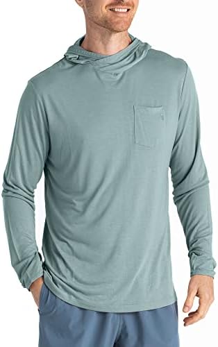 Free Fly Men's Bamboo Lightweight Hoodie - Quick Dry, Breathable Performance Outdoor Shirt with Sun Protection - UPF 20+ - Sabal Green, Large