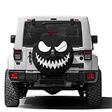 Foruidea Scary Halloween Pumpkin Black Spare Tire Cover with Backup Camera Hole Wheel Tire Cover Fit Trailer, RV, SUV and Many Vehicle 17inch