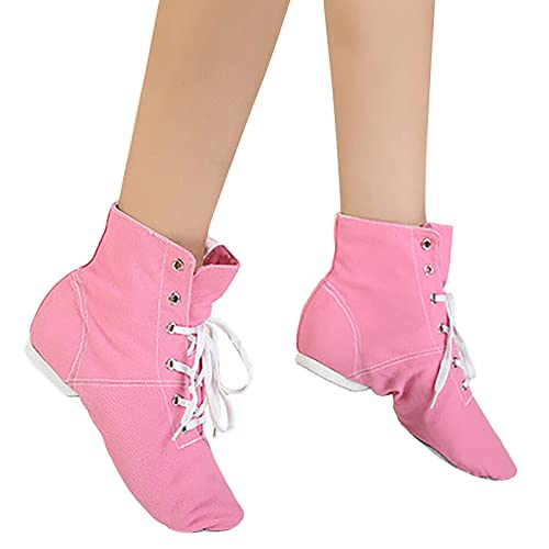 Children Canvas Dance Shoes Soft Soled Ballet Training Shoes High Top Casual Sandals Lace up Dance Booties4