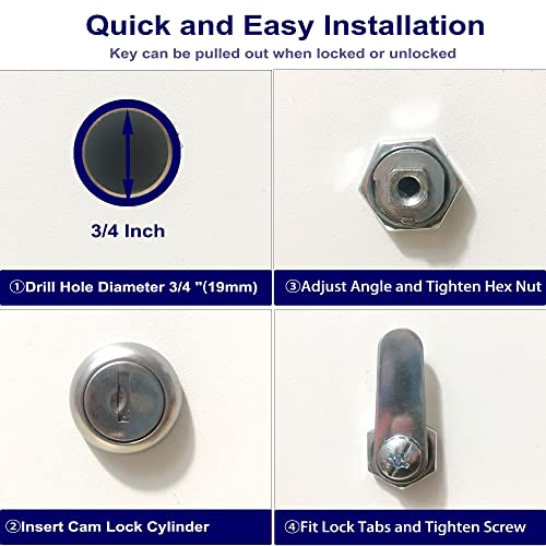 Jayseon 6 Pcs Mailbox Lock, 1-1/8" Cabinet Locks And Cam Locks For Toolbox Keyed Alike, Secure Drawer And File Cabinet With Dust Cover, Zinc Alloy #TOP6