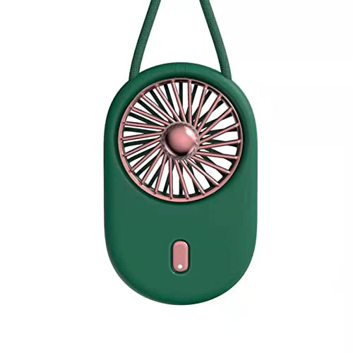 Mini Ventilador USB Portátil, Ventiladores de Cuello Mano Portátil con Cuerda, Ventilador de Escritorio, 3 Velocidades Ventilador Recargable para Oficina, Hogar,Aire Libre Viajes,Verde Cover