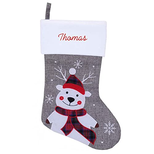 Geschenkegarten Personalisierter Nikolausstiefel Leineneffekt grau (Rentier) Cover